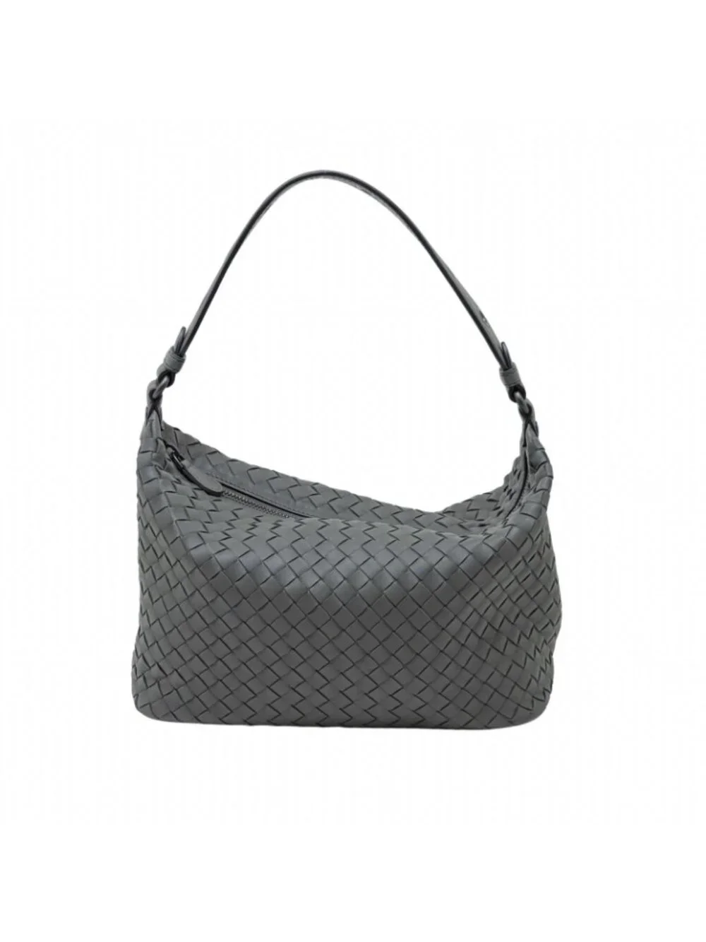 Bottega Veneta Intrecciato Gray Leather Shoulder Bag